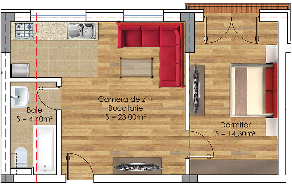 Plan Apartament 2 camere Model 1
