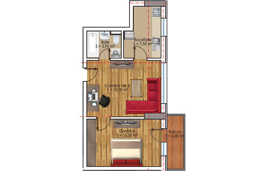 Plan Apartament 2 camere Model 2