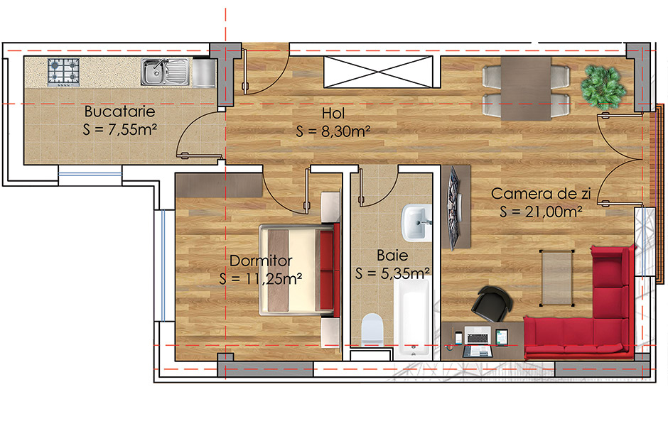 Plan Apartament 2 camere Model 5