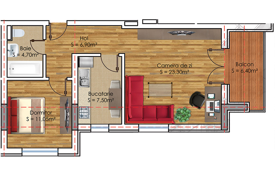 Plan Apartament 2 camere Model 10