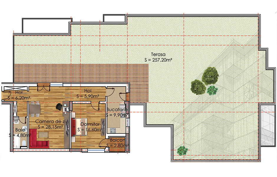 Plan Apartament 2 camere Model 19