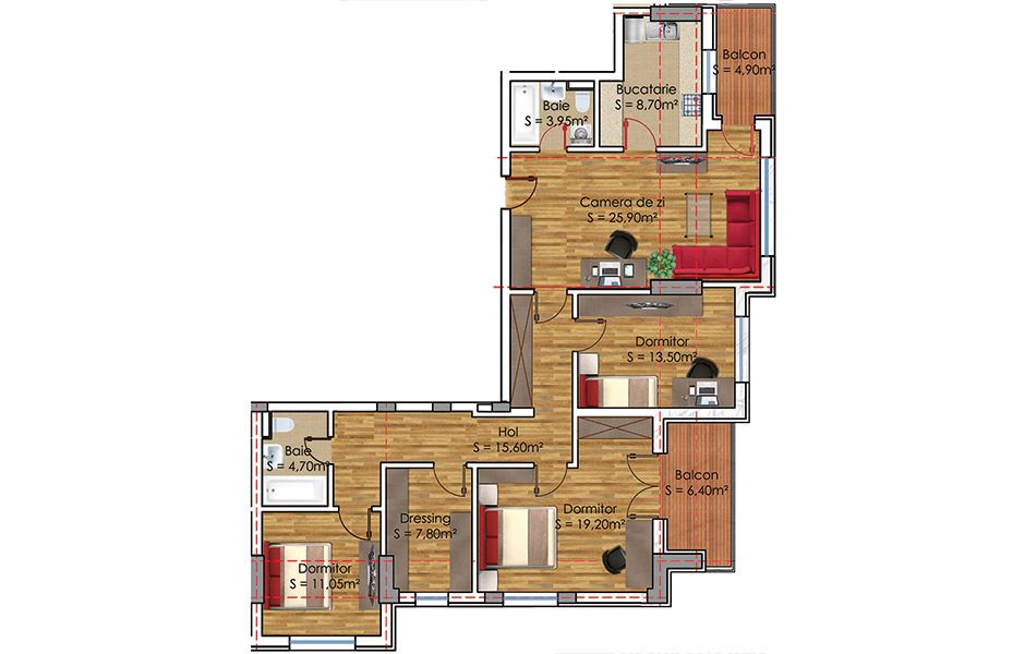 Plan Apartament 4 camere Model 31