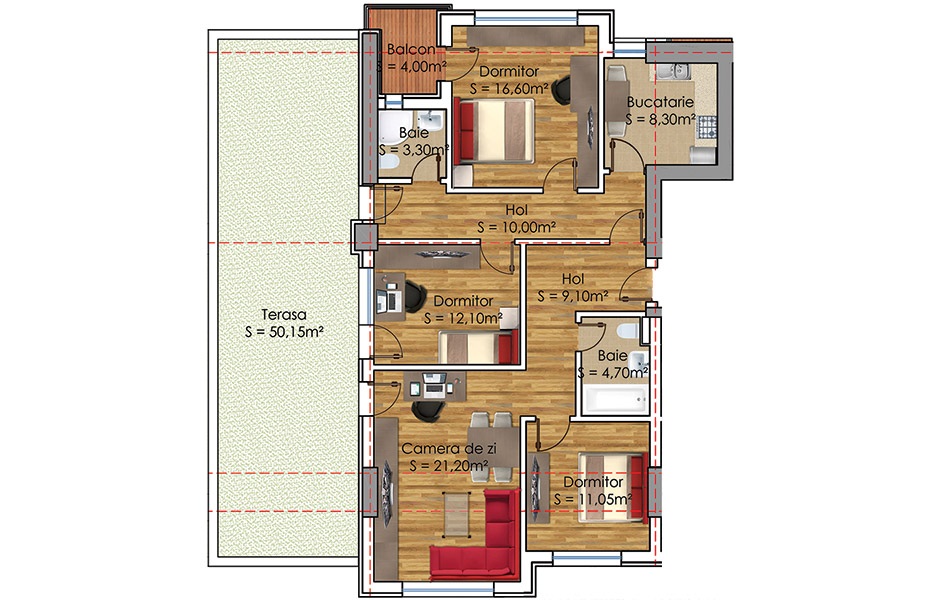 Plan Apartament 4 camere Model 32